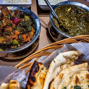 a variety of dishes of food