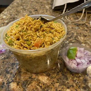 $10+tax) for this small box of pulav with no raita is a rip off.