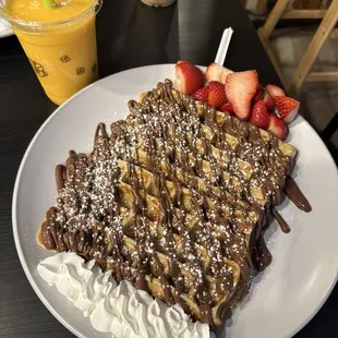 Classic Nutella Waffles and Mango Smoothie