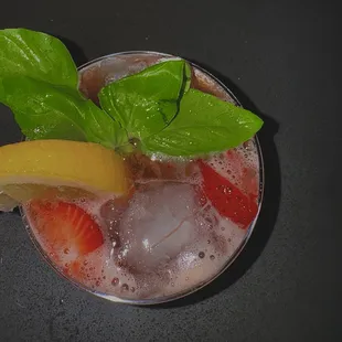 Strawberries and Basil Spritz