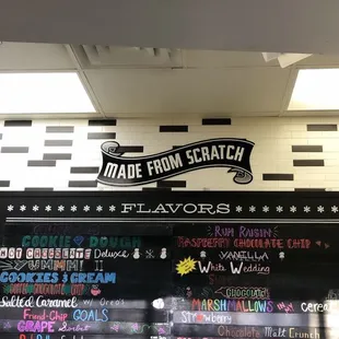 Ice cream menu