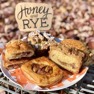 a plate of pastries