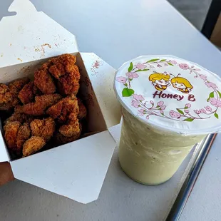 popcorn chicken and mocha shake