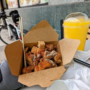 Combo B. Popcorn chicken and tofu.