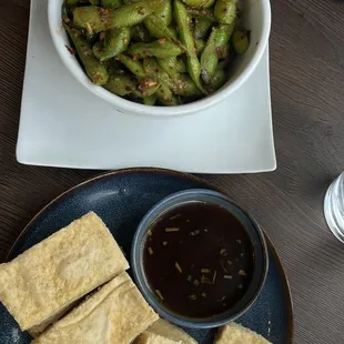 Spicy Edamame and Golden Tofu