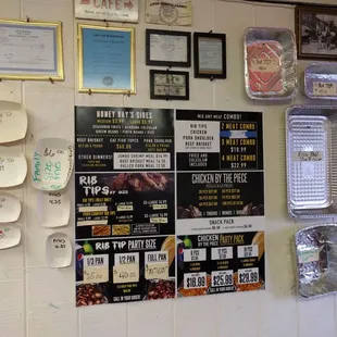 a variety of menus on the wall
