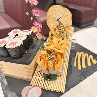 Tuna roll (left) X-Man roll (right)