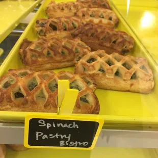 a variety of pastries on display