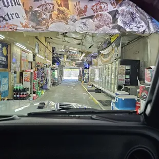 Drive thru convenience store, but you must go inside to purchase liquor.