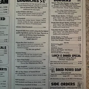 Menu as of June 2023