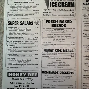 Menu as of June 2023