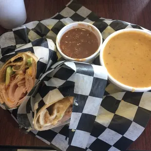 Turkey wrap with Chicken Queso Soup