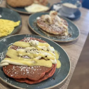 Red velvet pancakes