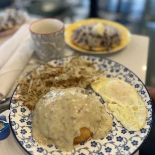 My friends split the biscuits and gravy (plus extra hash brown) so this is 1/2  crazy huge portions