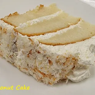 a slice of coconut cake