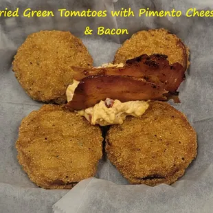 fried tomatoes with potato cheese and bacon