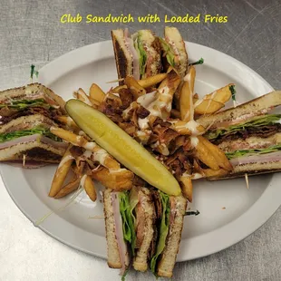 a plate of sandwiches and fries