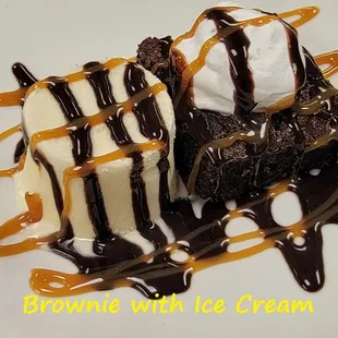 a dessert with ice cream and caramel