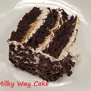 a slice of chocolate cake