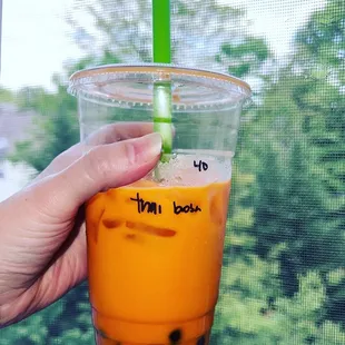 Thai tea with boba