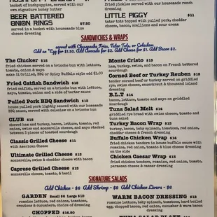 Lunch menu