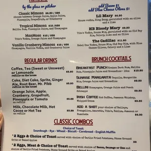 Breakfast menu