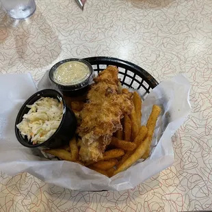 Catfish lunch snack basket $9.  Only 1 small piece of catfish!