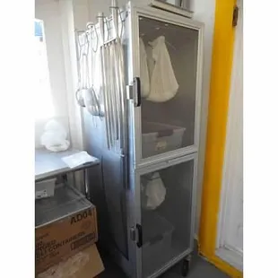 a glass doored cabinet