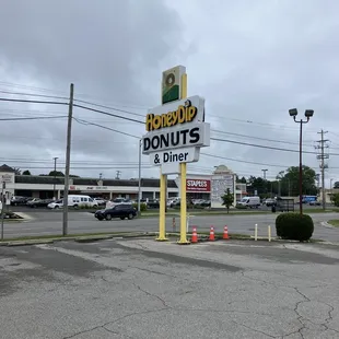 a sign in a parking lot