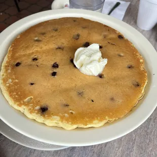 Chocolate Chip Pancake: it&apos;s the size of a dinner plate!