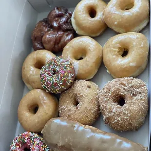 a variety of donuts in a box