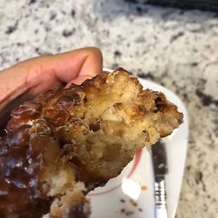 Inside of apple fritter