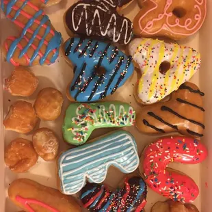 a variety of donuts in a box