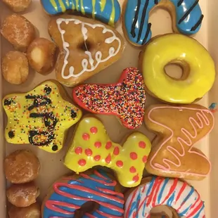 a variety of donuts in a box