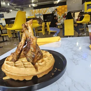 Lamb chops and waffle