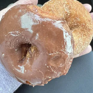 Chocolate glazed and cinnamon sugar