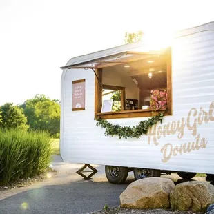 a white trailer with a window
