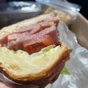 Honey Glazed Ham Sandwich on crossaint