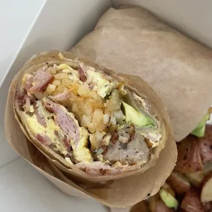 Hass-hash breakfast burrito