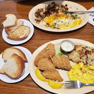 Catfish. Toast. Omelet. The catfish was ‍  so good.