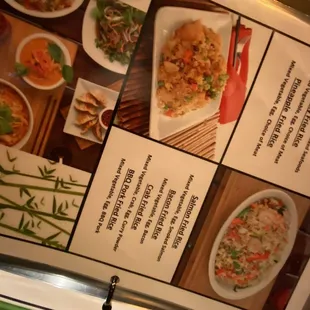 the menu for the restaurant