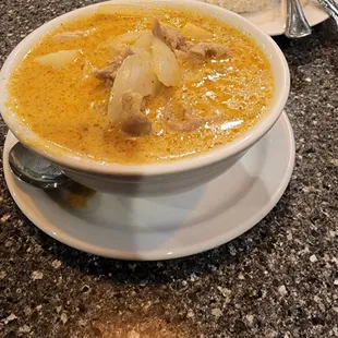 Yellow chicken curry.