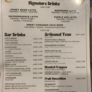 menu