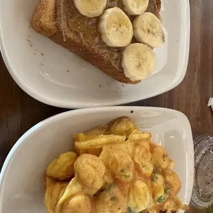 Almond butter toast and omelette