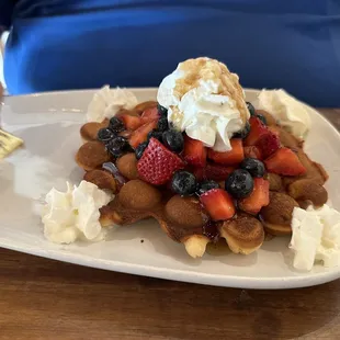 Red, white, and blue bubble waffle