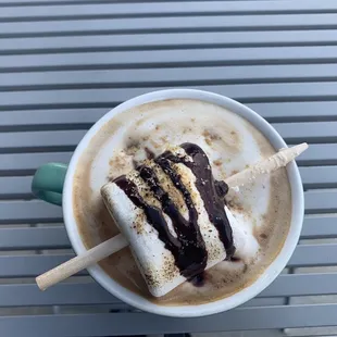 a cup of hot chocolate with marshmallows