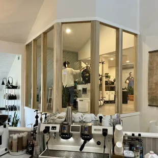 a coffee machine in a coffee shop