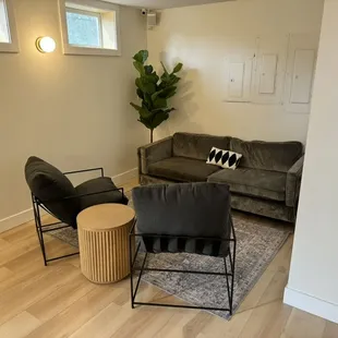 the living room and dining area