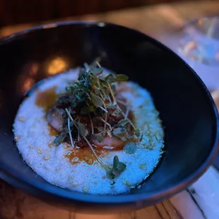 XOXO grits - very tasty - a little spicy.  Grits were a bit lumpy but overall good.