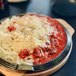 Rose cheese chicken with udon